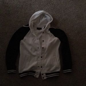 21 Men | Black and White Varsity Jacket